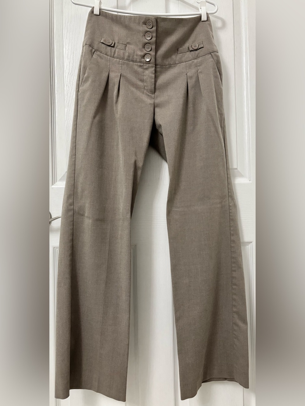 Vintage-Vero Moda-Button Up-High Waisted-Dress Pants-Beige-Size 8